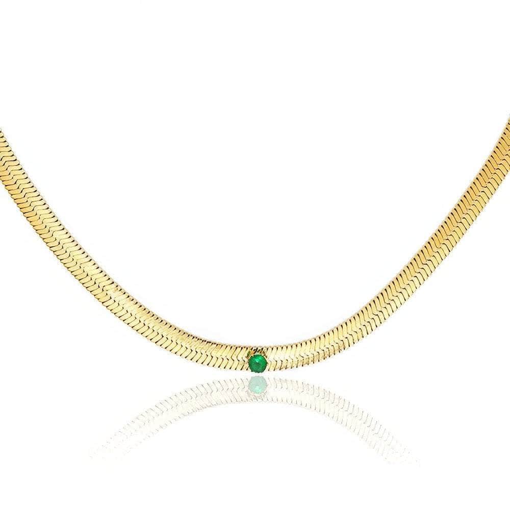 14k Gold Gemstone Crystal Necklace Gold