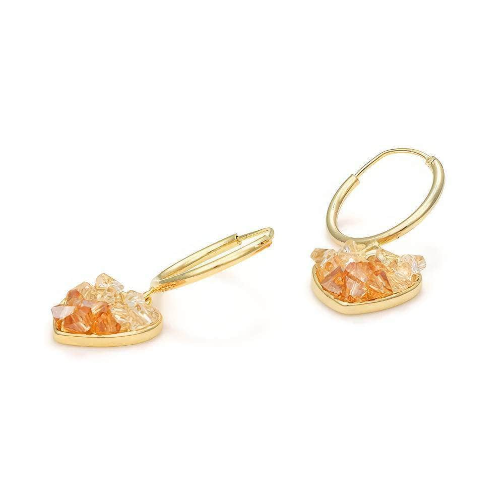 14K Gold Heart-Shaped Irregular Cut Amber Hoop Earrings Gold