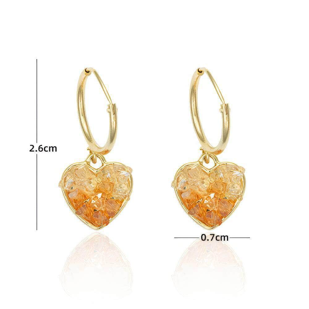 14K Gold Heart-Shaped Irregular Cut Amber Hoop Earrings Gold