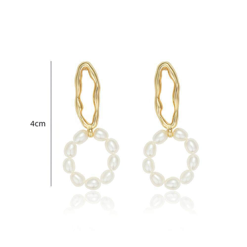 14K Gold Hoop Freshwater Pearl Earrings