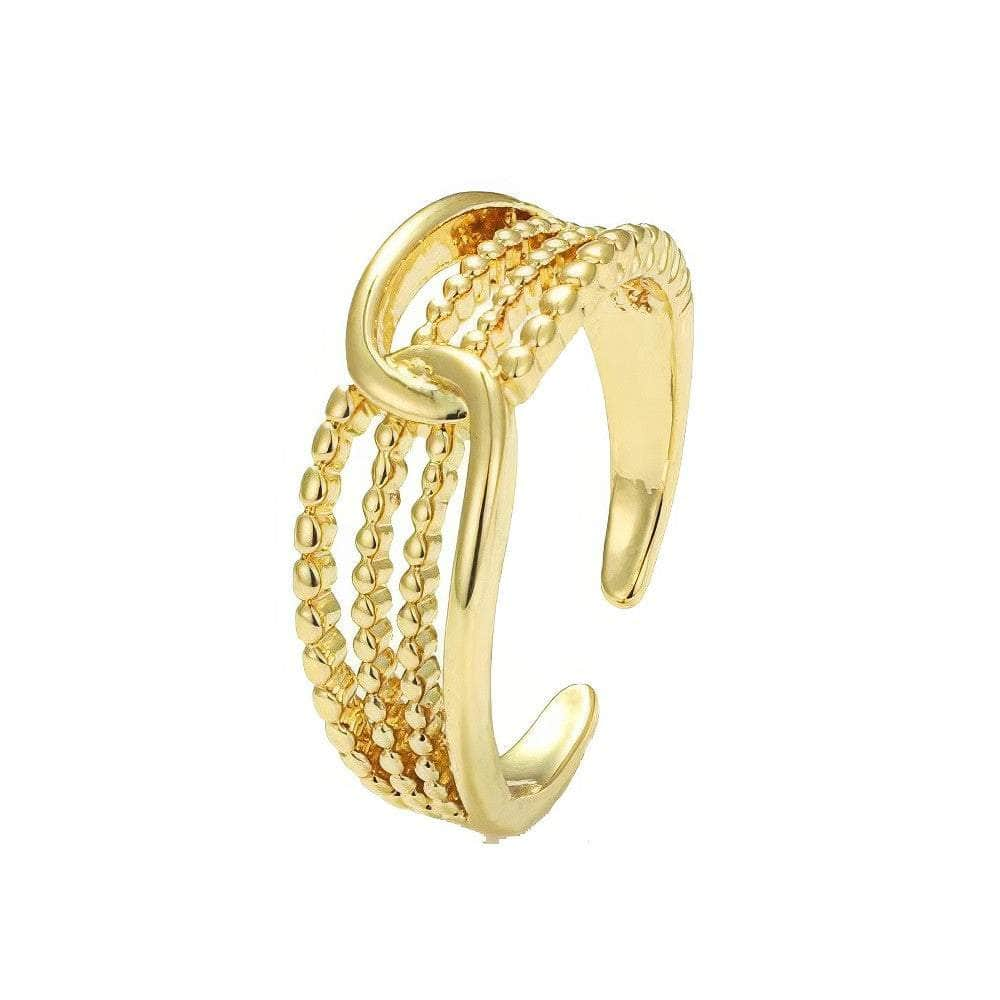 14k Gold Knotted Superfine Stack Ring Adjustable / Gold