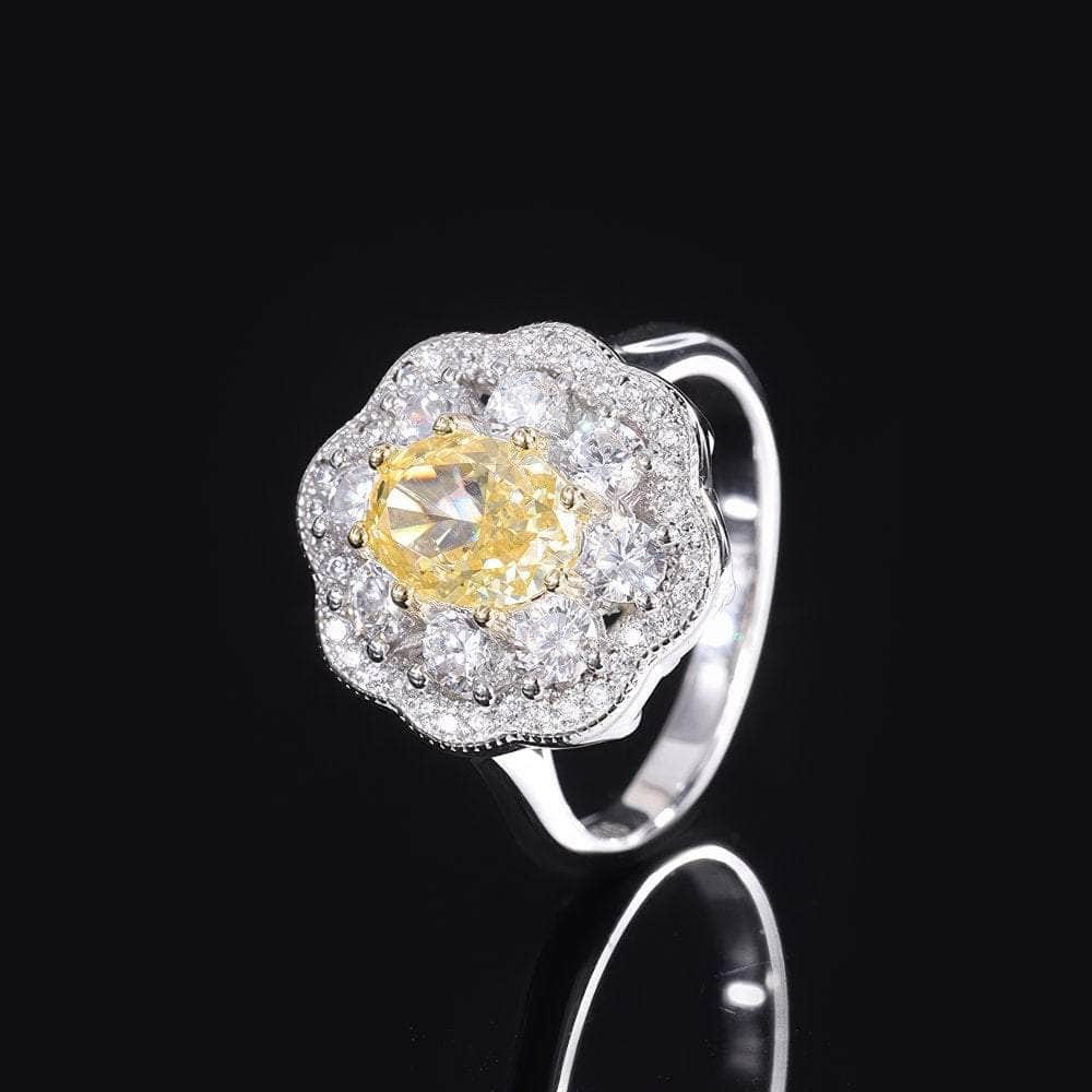 14k Gold Lab Created Diamond Amethyst Gemstone Statement Ring 5 US / Canary