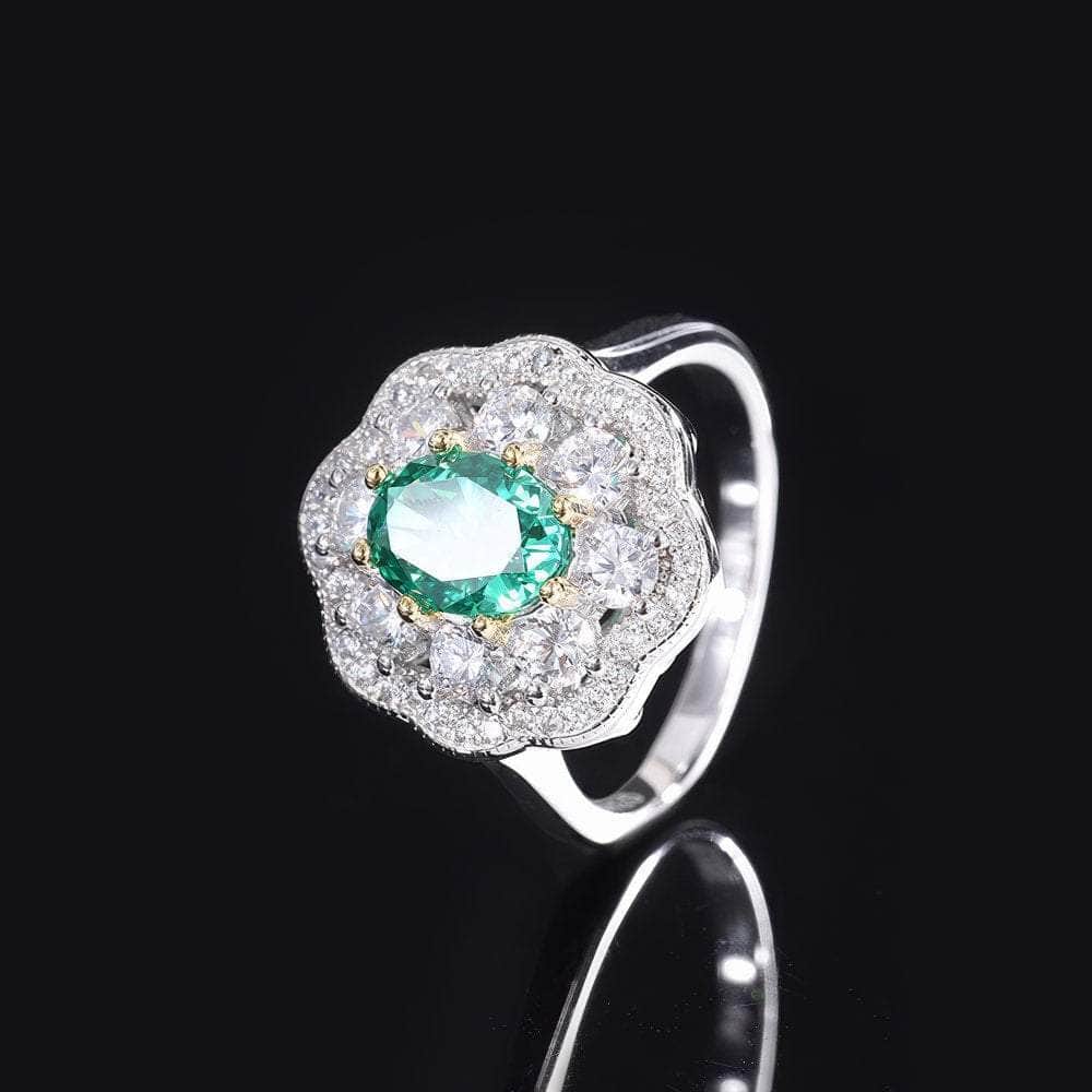 14k Gold Lab Created Diamond Amethyst Gemstone Statement Ring 5 US / Emerald