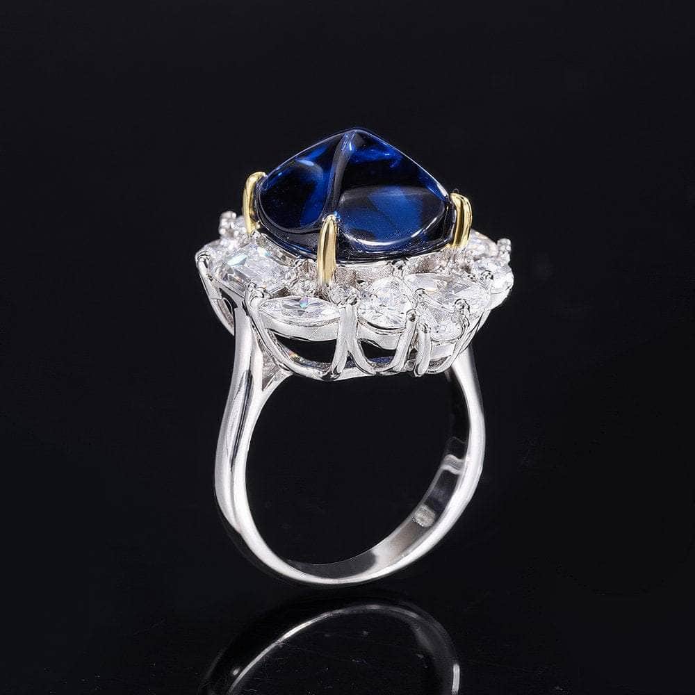 14k Gold Lab Created Gemstone Bezel Cushion Set Ring 5 US / Sapphire