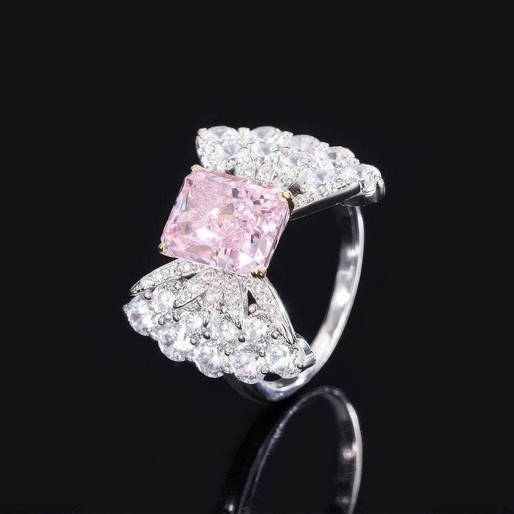 14k Gold Lab Created Gemstone Paved Crystal Ring 5 US / Pink Diamond