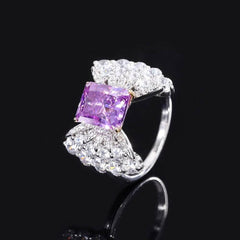 14k Gold Lab Created Gemstone Paved Crystal Ring 5 US / Purple Diamond