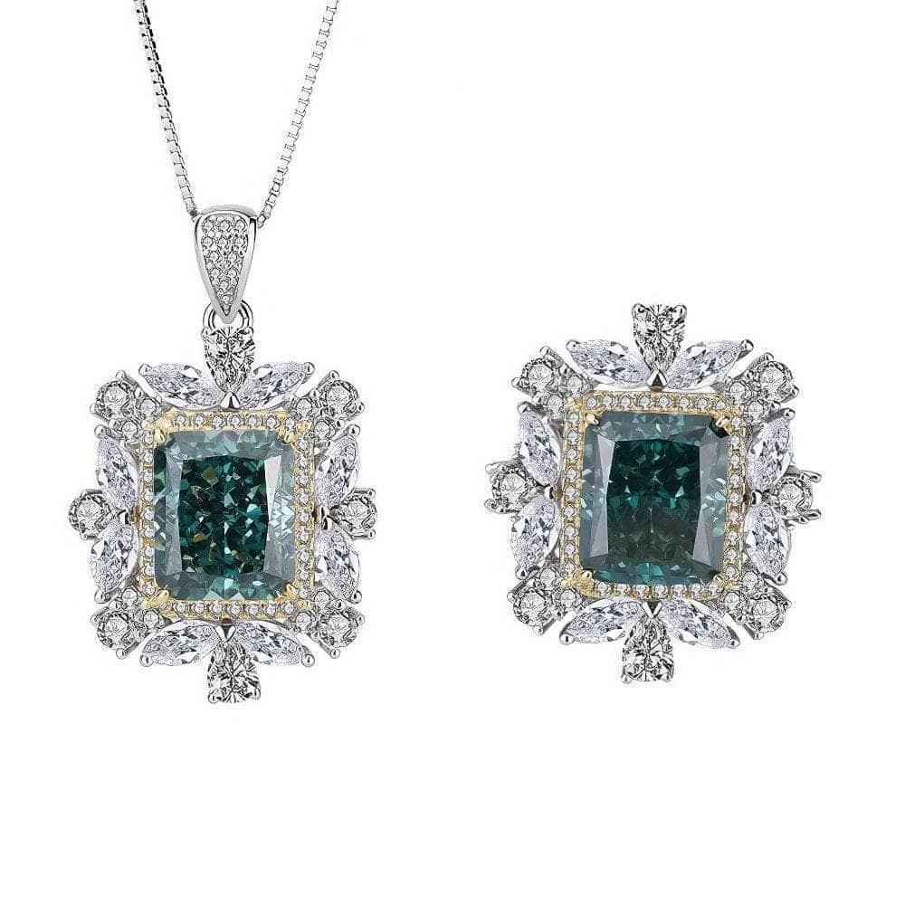14k Gold Lab Grown Diamond Mint Green Gemstone Jewelry Set