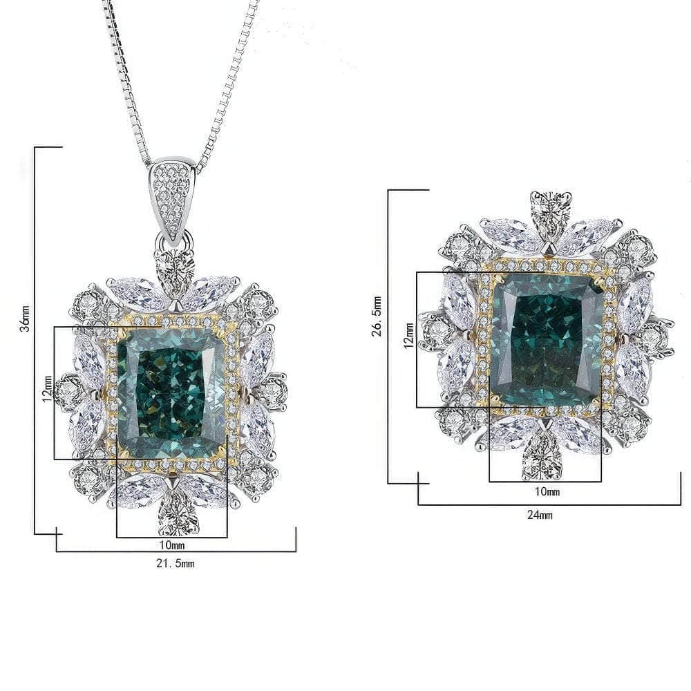 14k Gold Lab Grown Diamond Mint Green Gemstone Jewelry Set