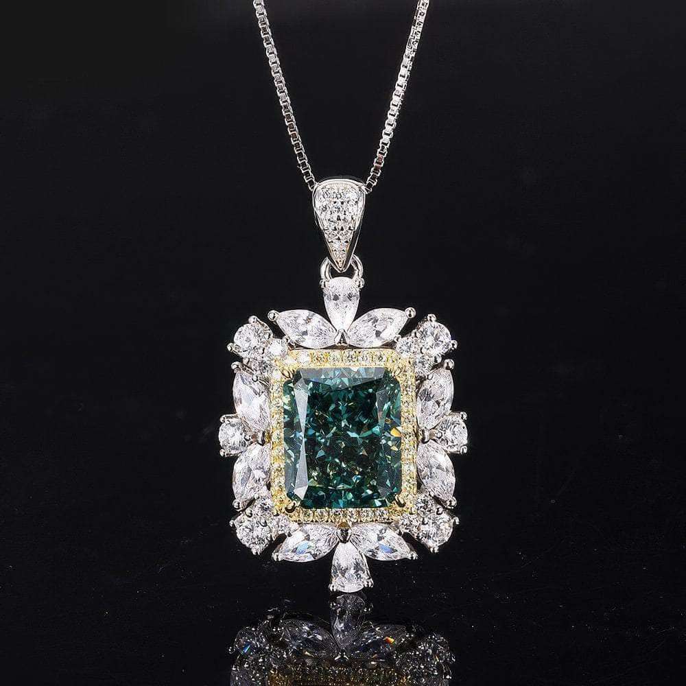 14k Gold Lab Grown Diamond Mint Green Gemstone Jewelry Set 5 US / MintGreen / Necklace