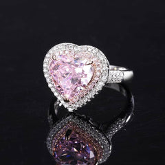 14K Gold Lab Grown Pink Sapphire Paved Crystal Jewelry Set 5 US / Pink Diamond / Ring