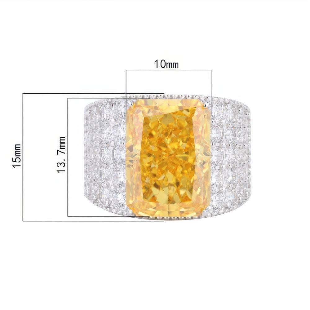 14k Gold Lab Simulate Diamond Canary Gemstone Bogos Statement Ring