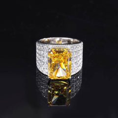 14k Gold Lab Simulate Diamond Canary Gemstone Bogos Statement Ring 5 US / Canary