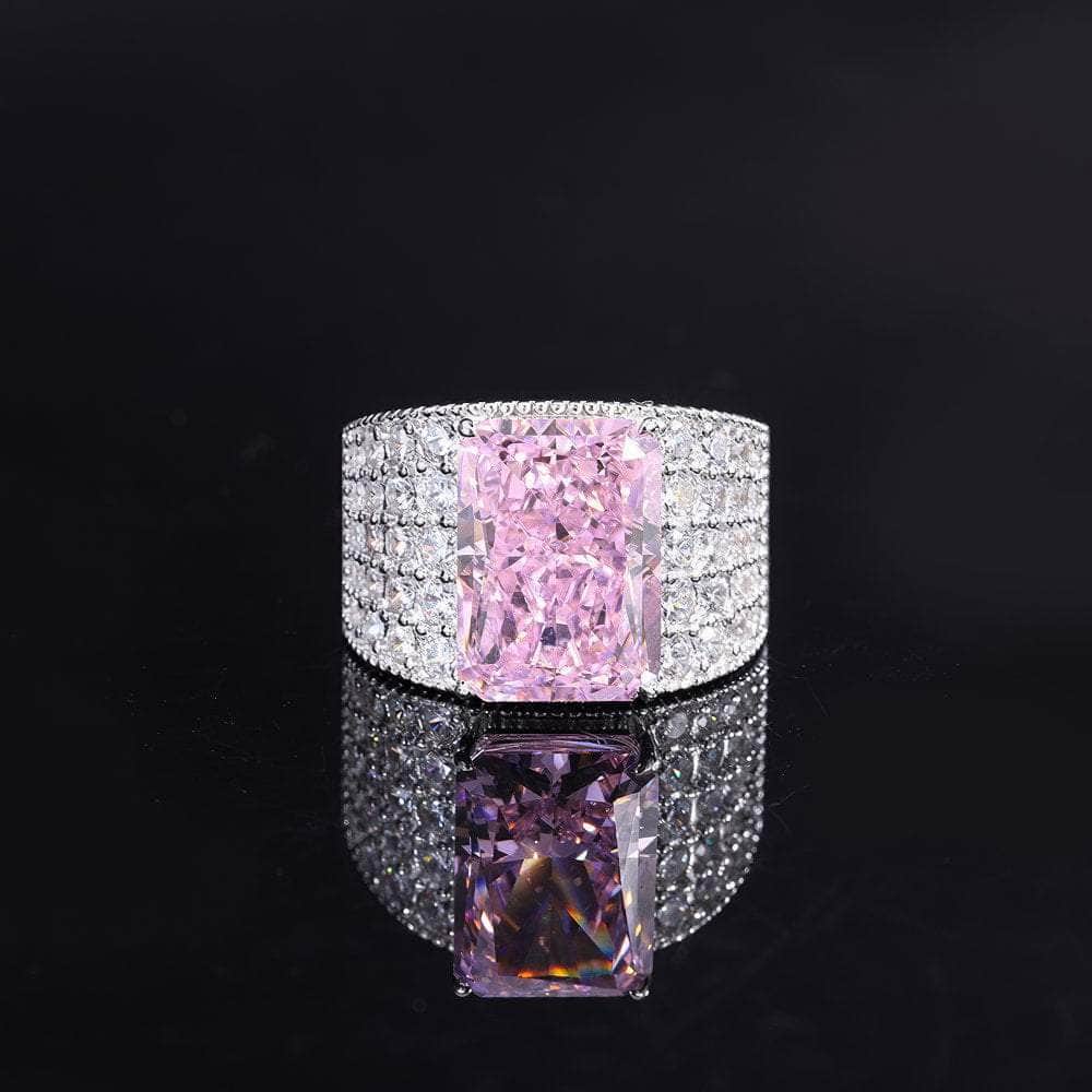 14k Gold Lab Simulate Diamond Canary Gemstone Bogos Statement Ring 5 US / Pink Diamond