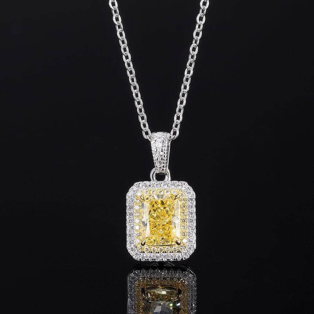 14k Gold Lab Simulated Emerald Diamond Halo Pendant Necklace Canary