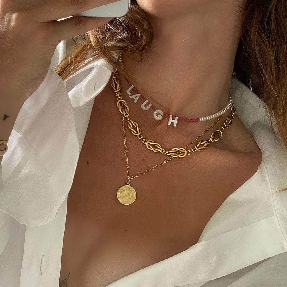 14k Gold Link Chain Choker Necklace Gold