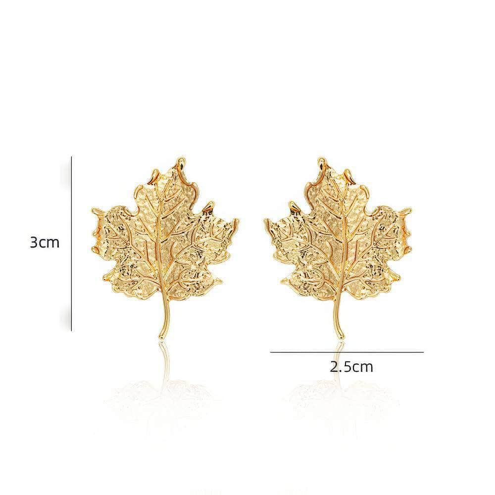 14K Gold Maple Leaf Statement Earrings Gold / Clip On