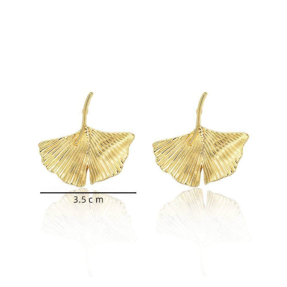 14K Gold Metallic Leaf Dangle Earrings