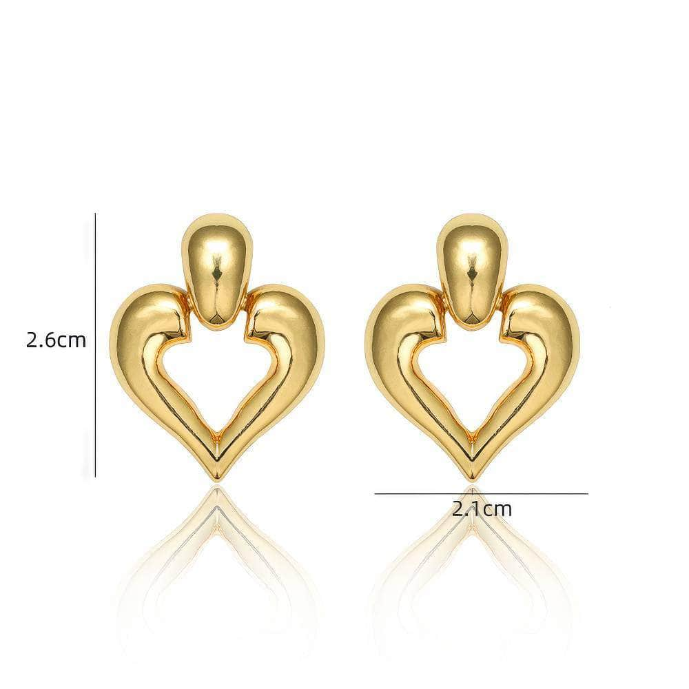 14K Gold Minimalist Heart Stud Earrings