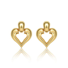 14K Gold Minimalist Heart Stud Earrings Gold / Clip On