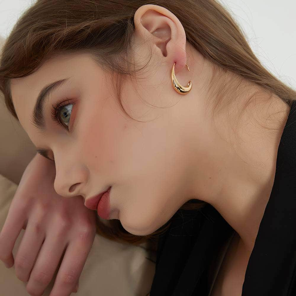 14K Gold Minimalist Hoop Earrings Gold