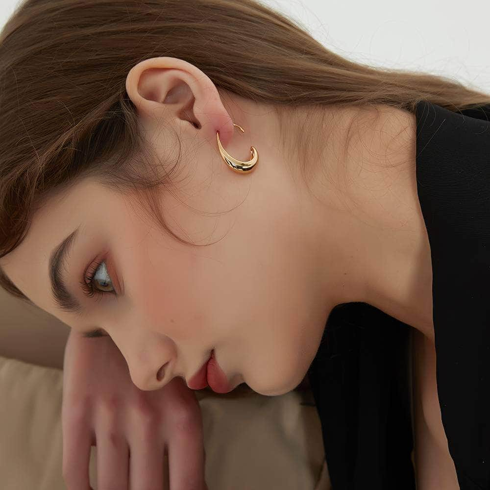 14K Gold Minimalist Hoop Earrings Gold