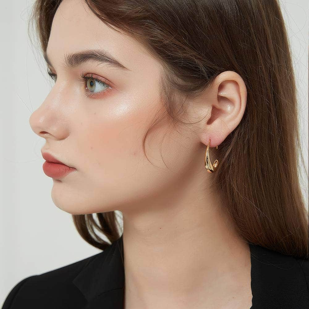 14K Gold Minimalist Hoop Earrings Gold