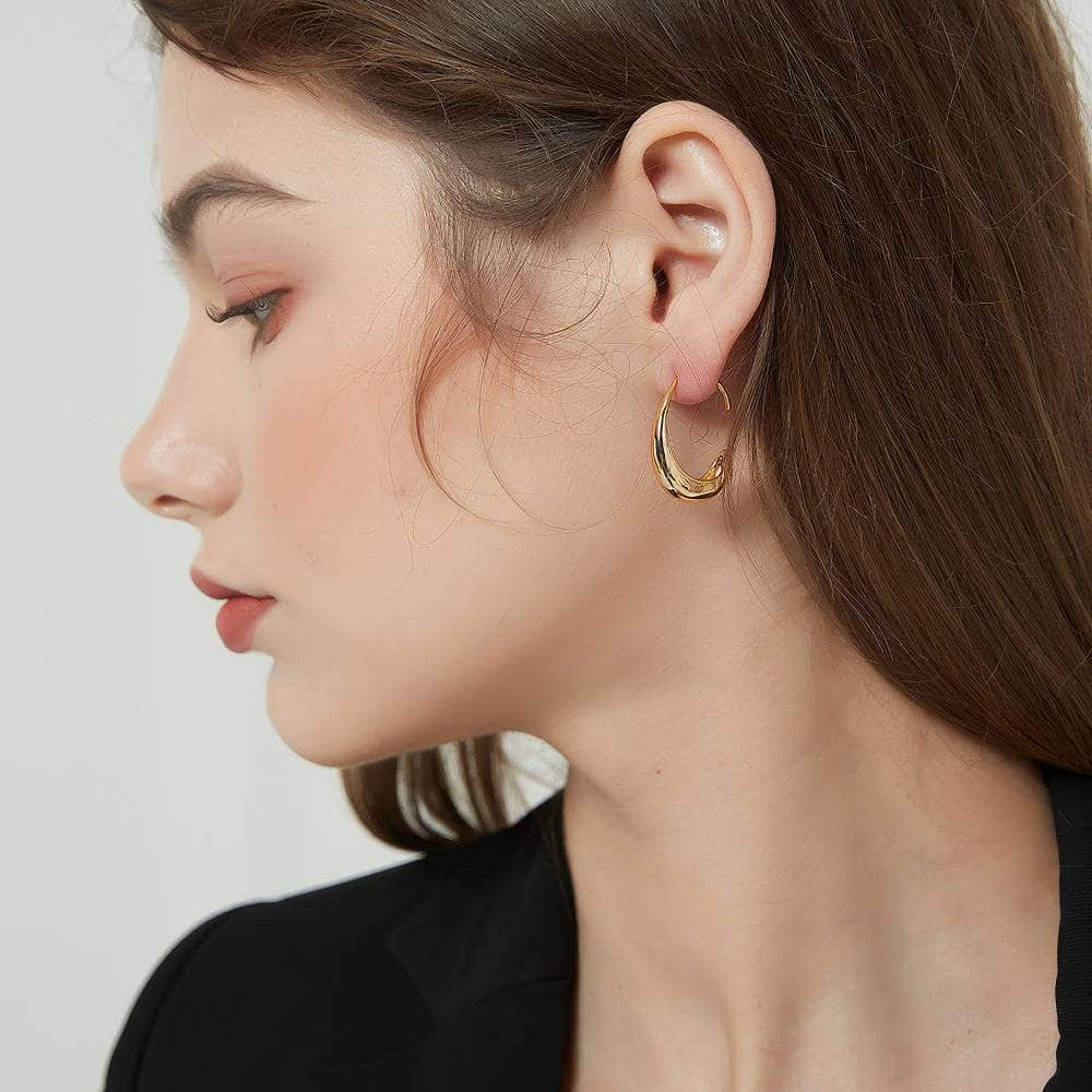 14K Gold Minimalist Hoop Earrings Gold