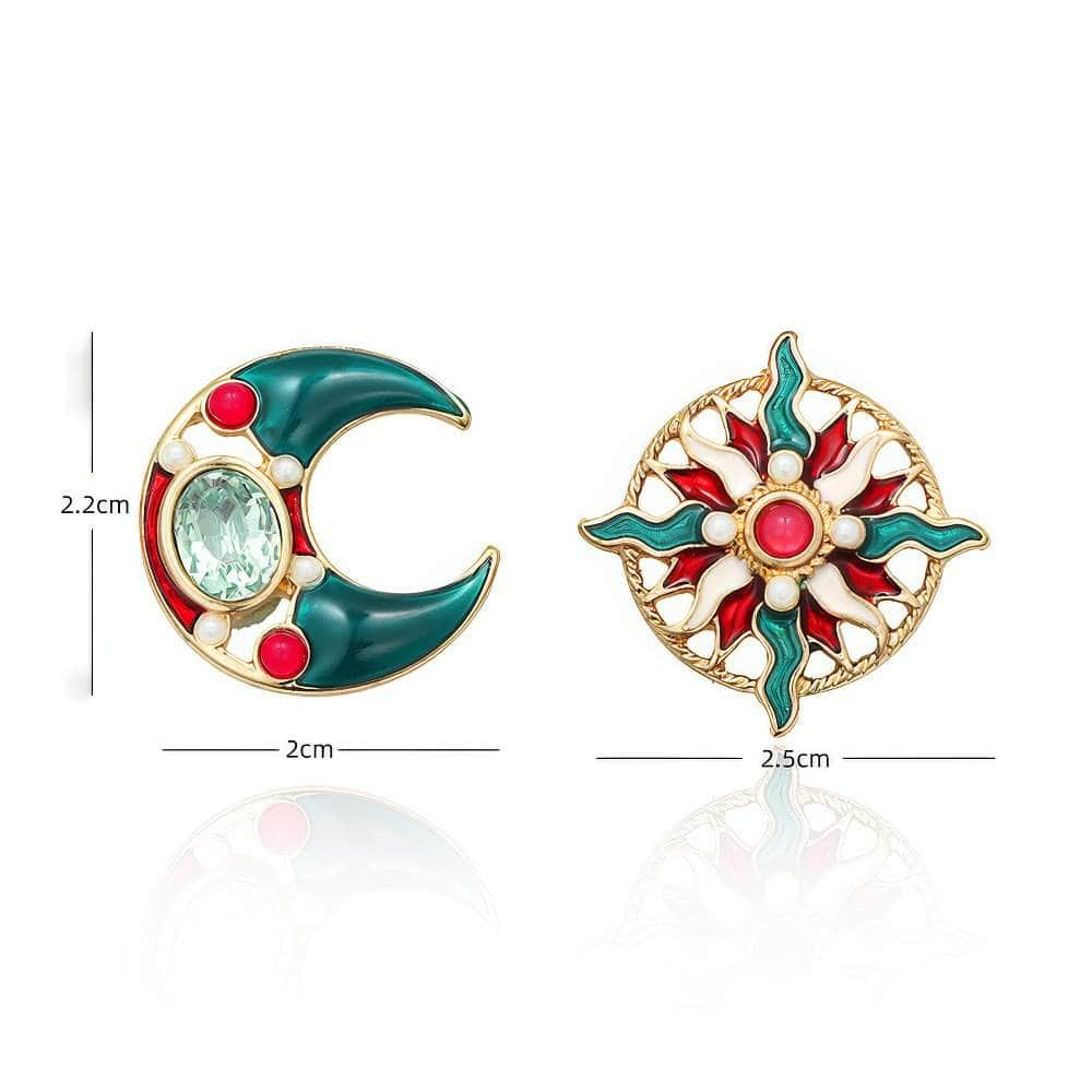 14k Gold Multi-Opal Stone Stud Statement Earrings