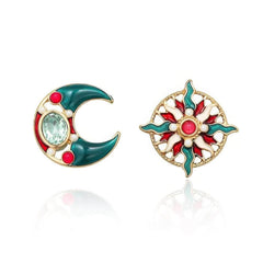 14k Gold Multi-Opal Stone Stud Statement Earrings Multicolor / Clip On