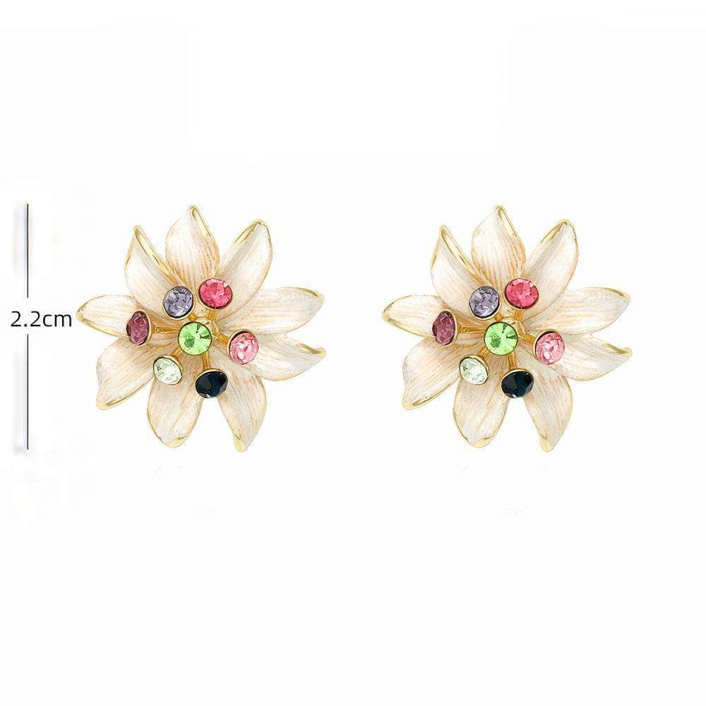 14K Gold Multistone Floral Deco Statement Earrings