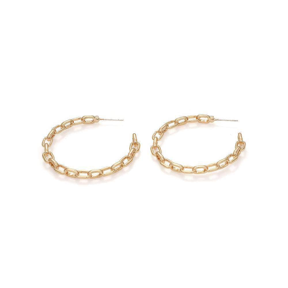 14K Gold Paper Clip Hoop Earrings