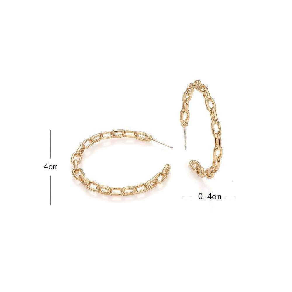 14K Gold Paper Clip Hoop Earrings