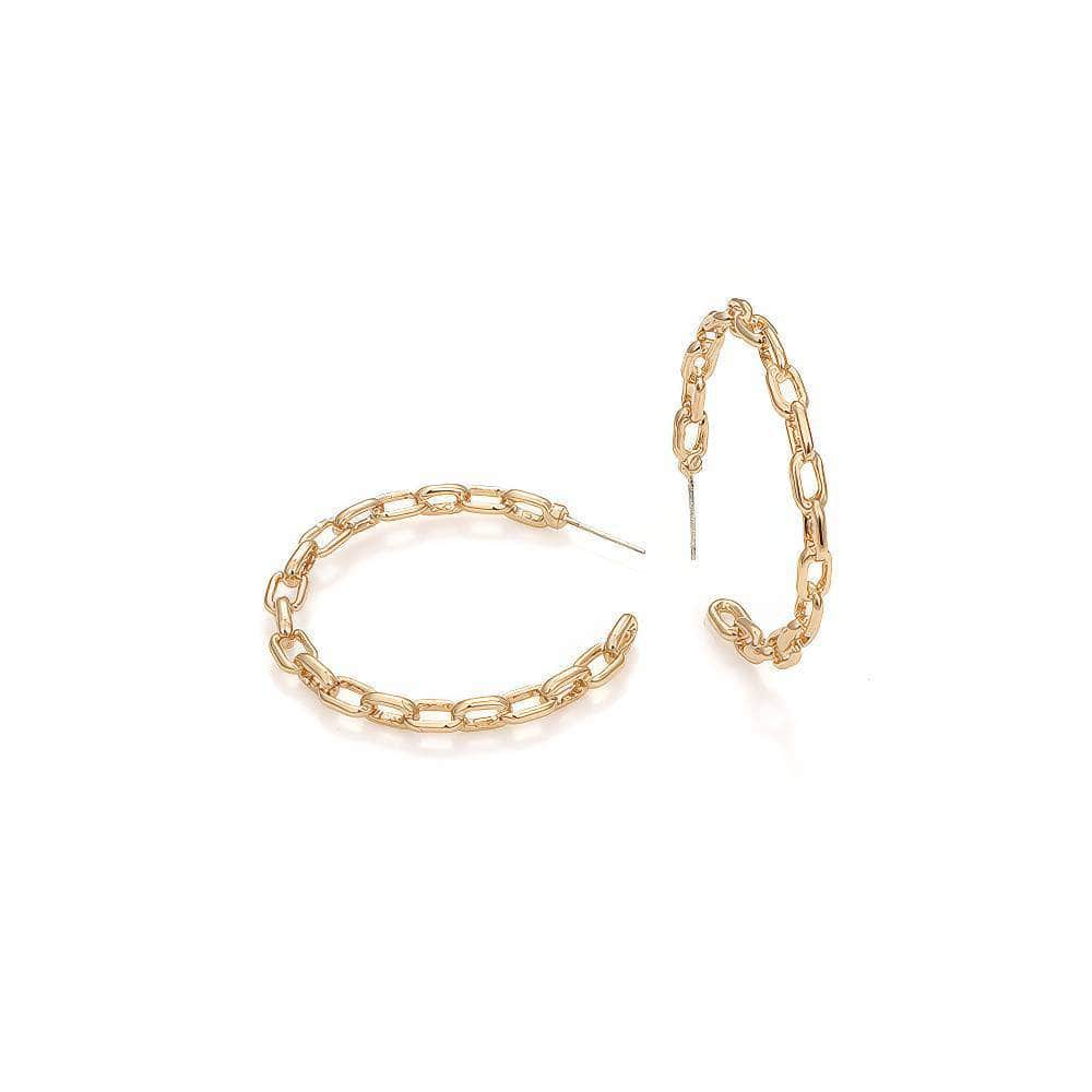 14K Gold Paper Clip Hoop Earrings