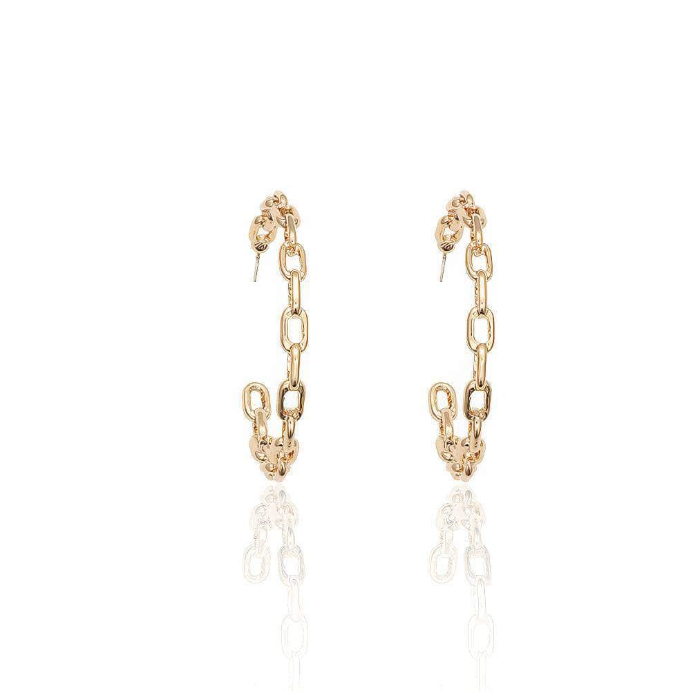 14K Gold Paper Clip Hoop Earrings Gold / Clip On