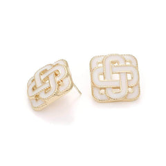 14K Gold Paved Cluster Baguette Earrings