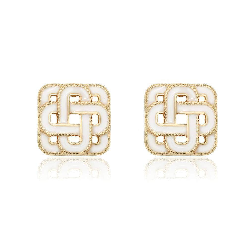 14K Gold Paved Cluster Baguette Earrings White / Clip On