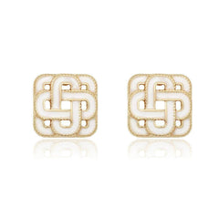 14K Gold Paved Cluster Baguette Earrings White / Clip On