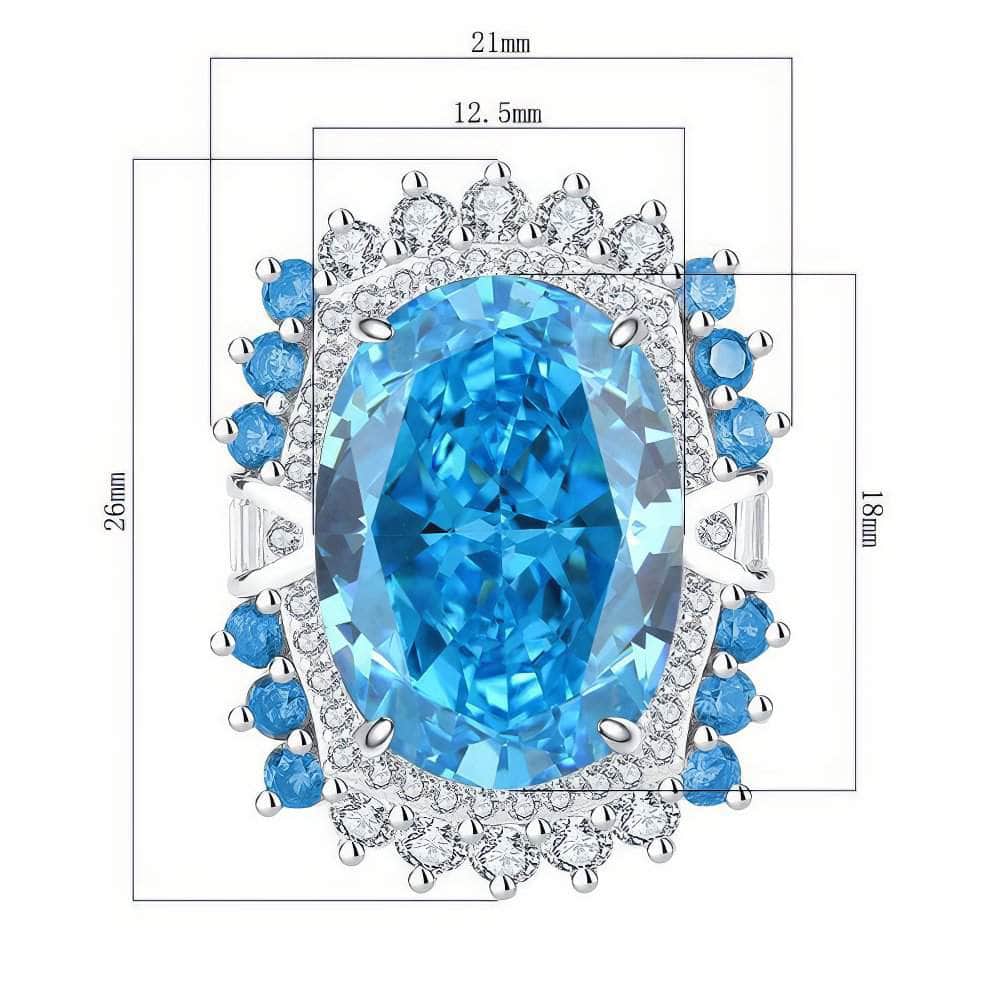 14k Gold Paved Crystal Lab Grown Diamond Paraiba Tourmaline Statement Ring