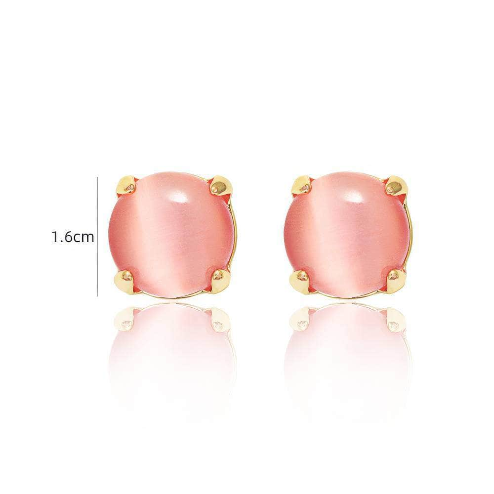 14K Gold Peach Opal Stud Earrings