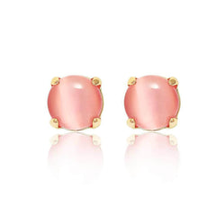 14K Gold Peach Opal Stud Earrings Coral / Clip On