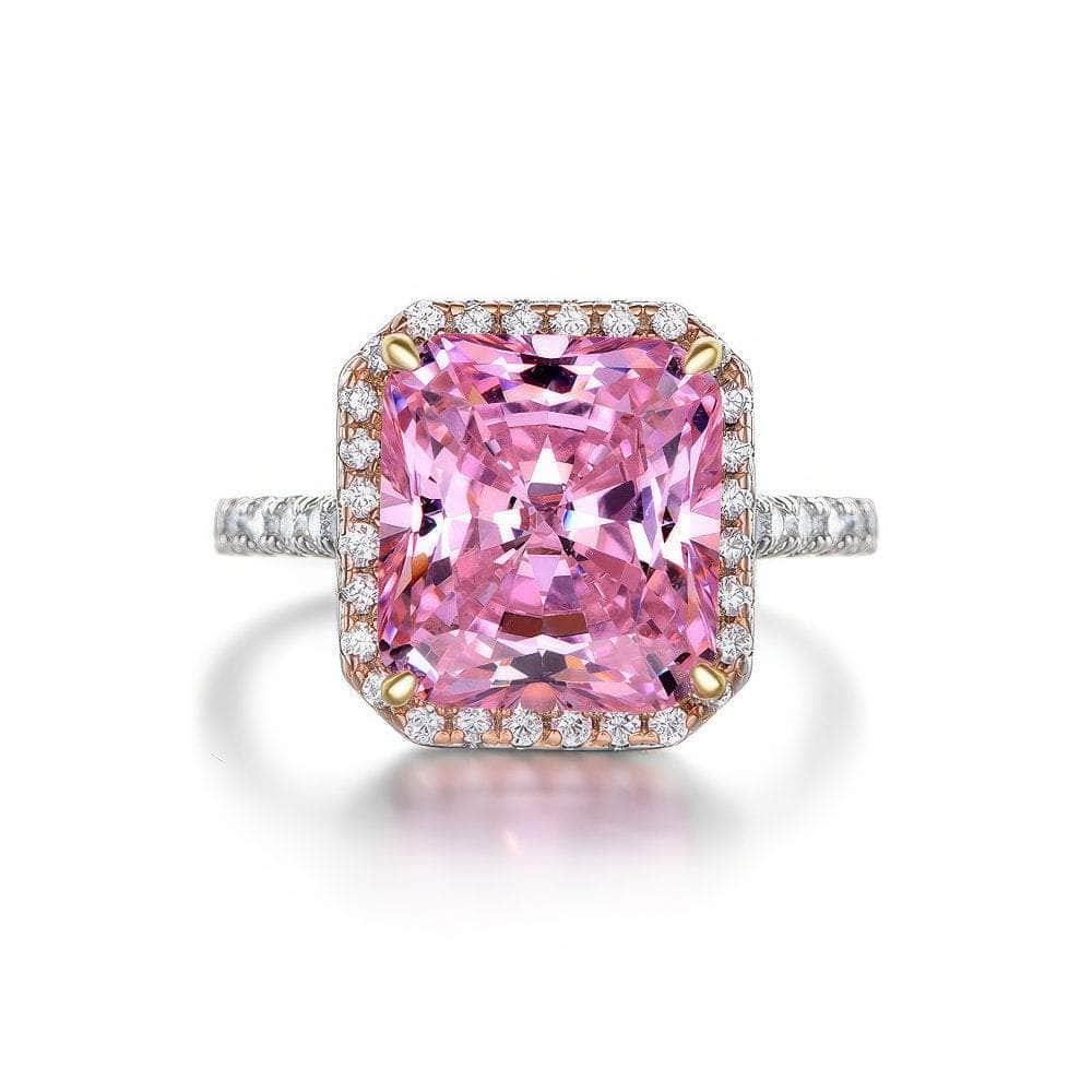 14K Gold Radiant Cut Lab Grown Pink Sapphire Ring 5 US / Pink Diamond
