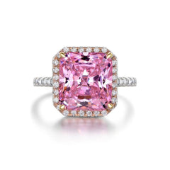 14K Gold Radiant Cut Lab Grown Pink Sapphire Ring 5 US / Pink Diamond