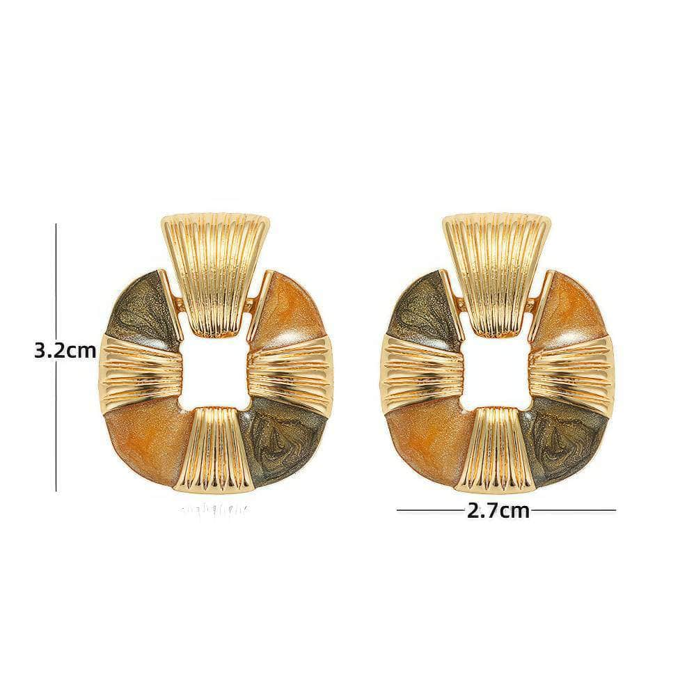 14K Gold Ridged Accented Boho Earrings