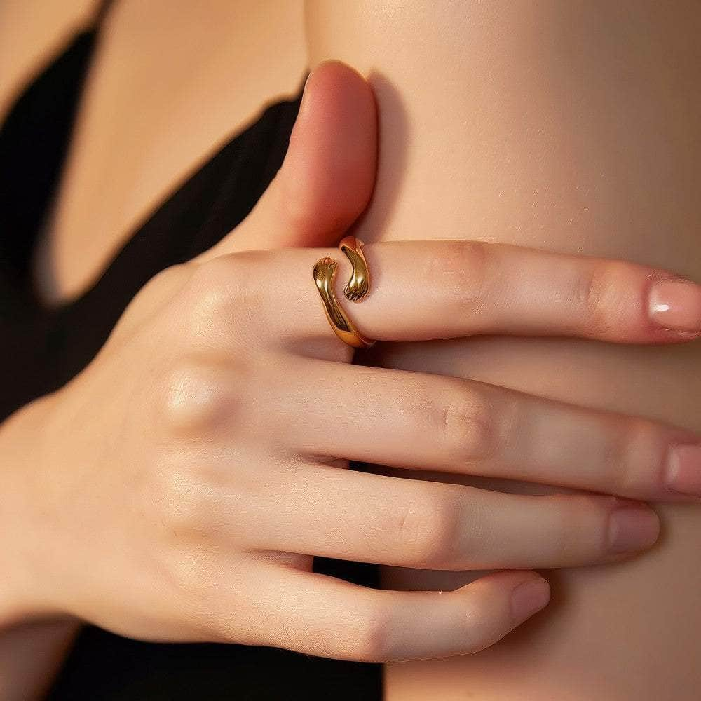 14K Gold Shimmery Shine Hug Me Adjustable Ring Adjustable / Gold