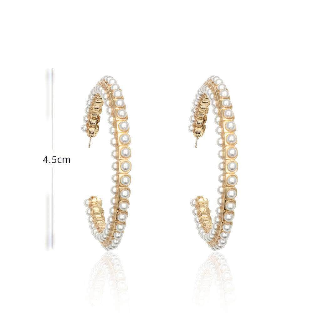 14K Gold Statement Freshwater Pearl Hoop Earrings White / Clip On