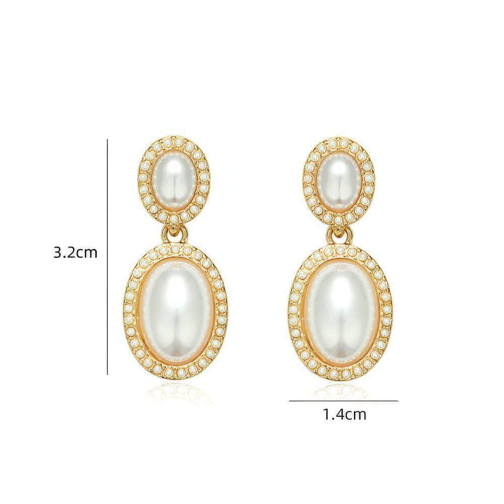 14K Gold Tiered Dangle Crystal Pearl Earrings