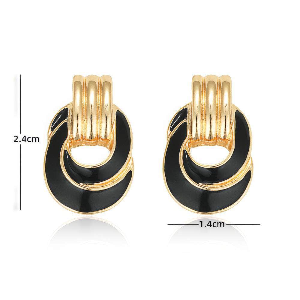 14k Gold Toned Vintage Enamel Stud Earrings