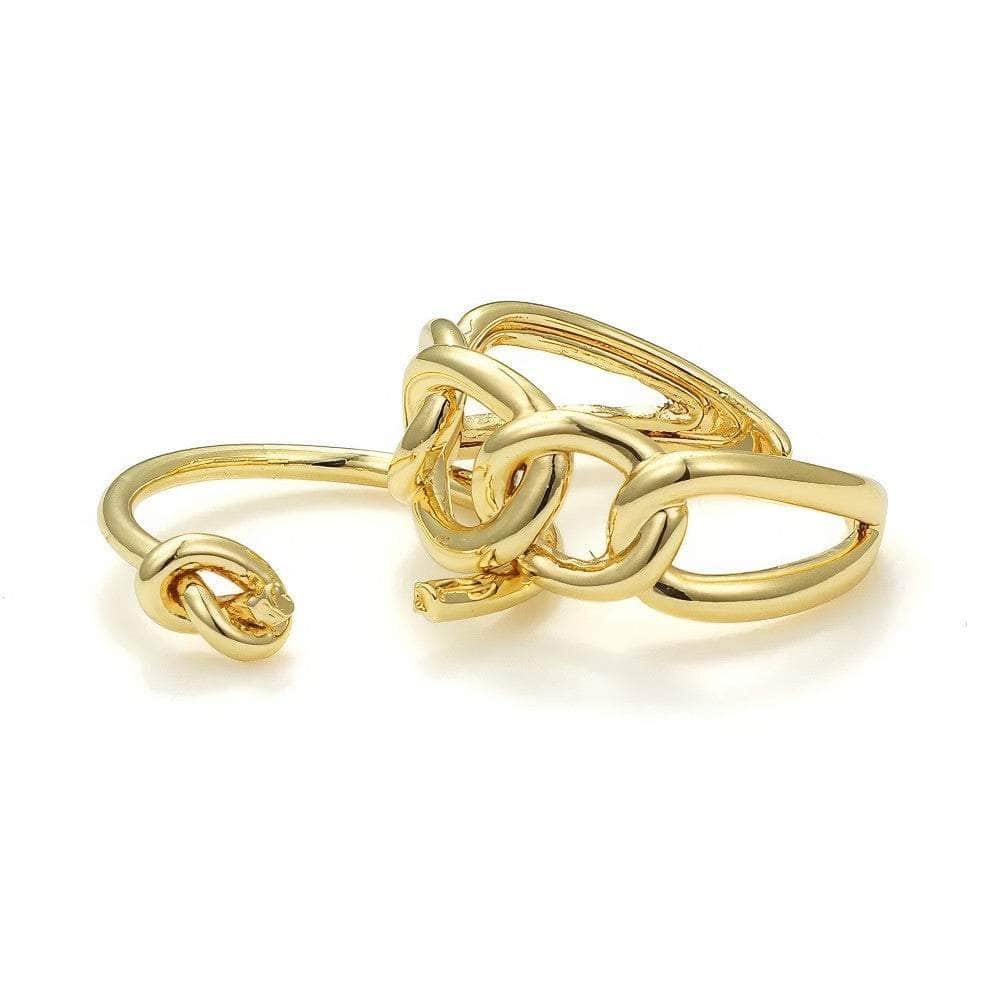 14K Gold Twisted Circle Two Set Cuff Ring Adjustable / Gold