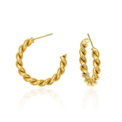 14K Gold Twisted Hoop Earrings Gold