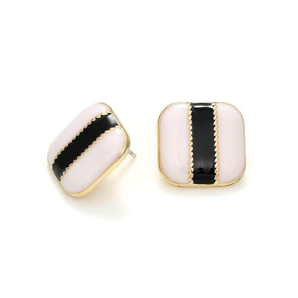 14K Gold Two-Toned Square Statement Earrings